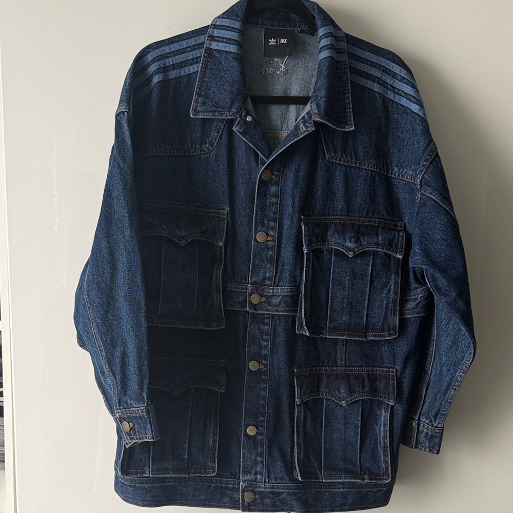 adidas x Ivy Park Dark Blue Denim snap off Jacket XS